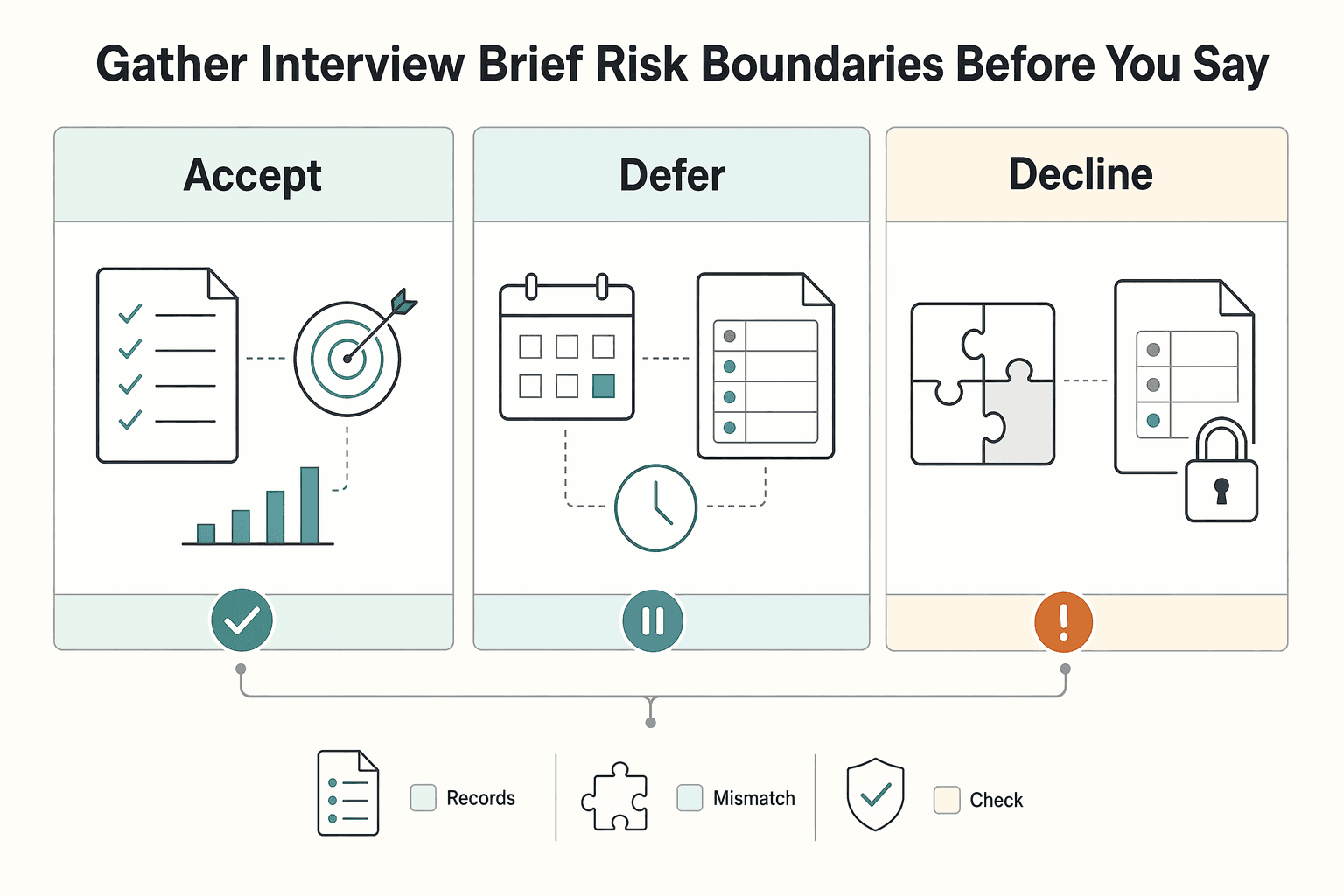 Diagram showing Gather the Interview Brief and Risk Boundaries Before You Say Yes for How to Prepare for a Media Interview as a Freelance Expert.