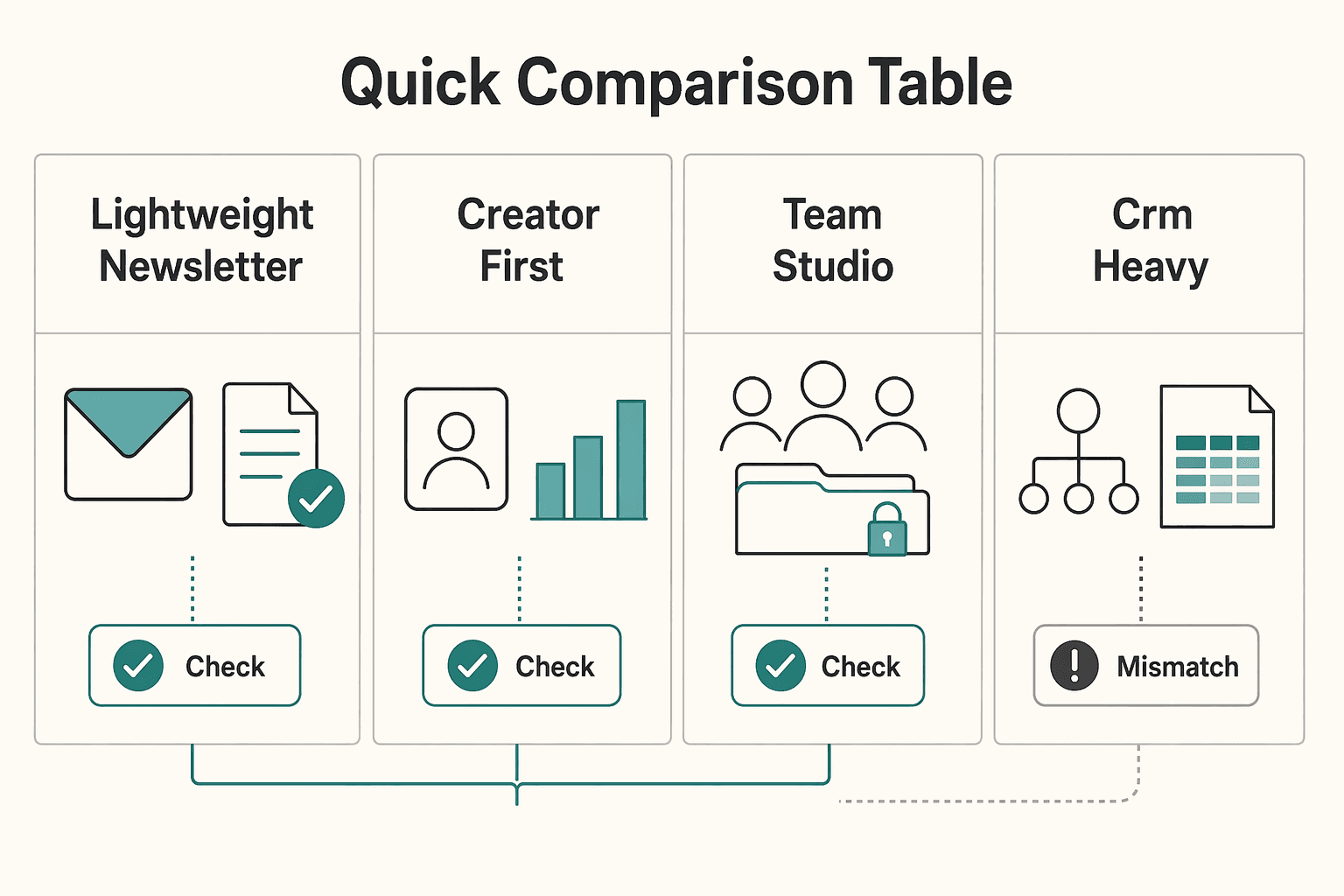 Diagram showing Quick comparison table for The Best Email Marketing Platforms for Freelancers.