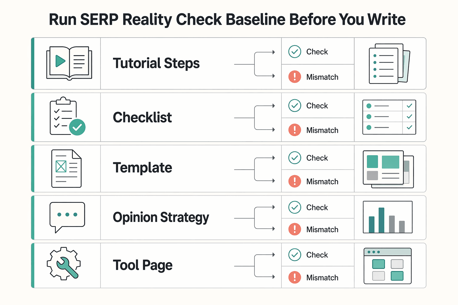 Diagram showing Step 1: Run a SERP reality check (baseline before you write) for How to Write SEO-Friendly Blog Posts.