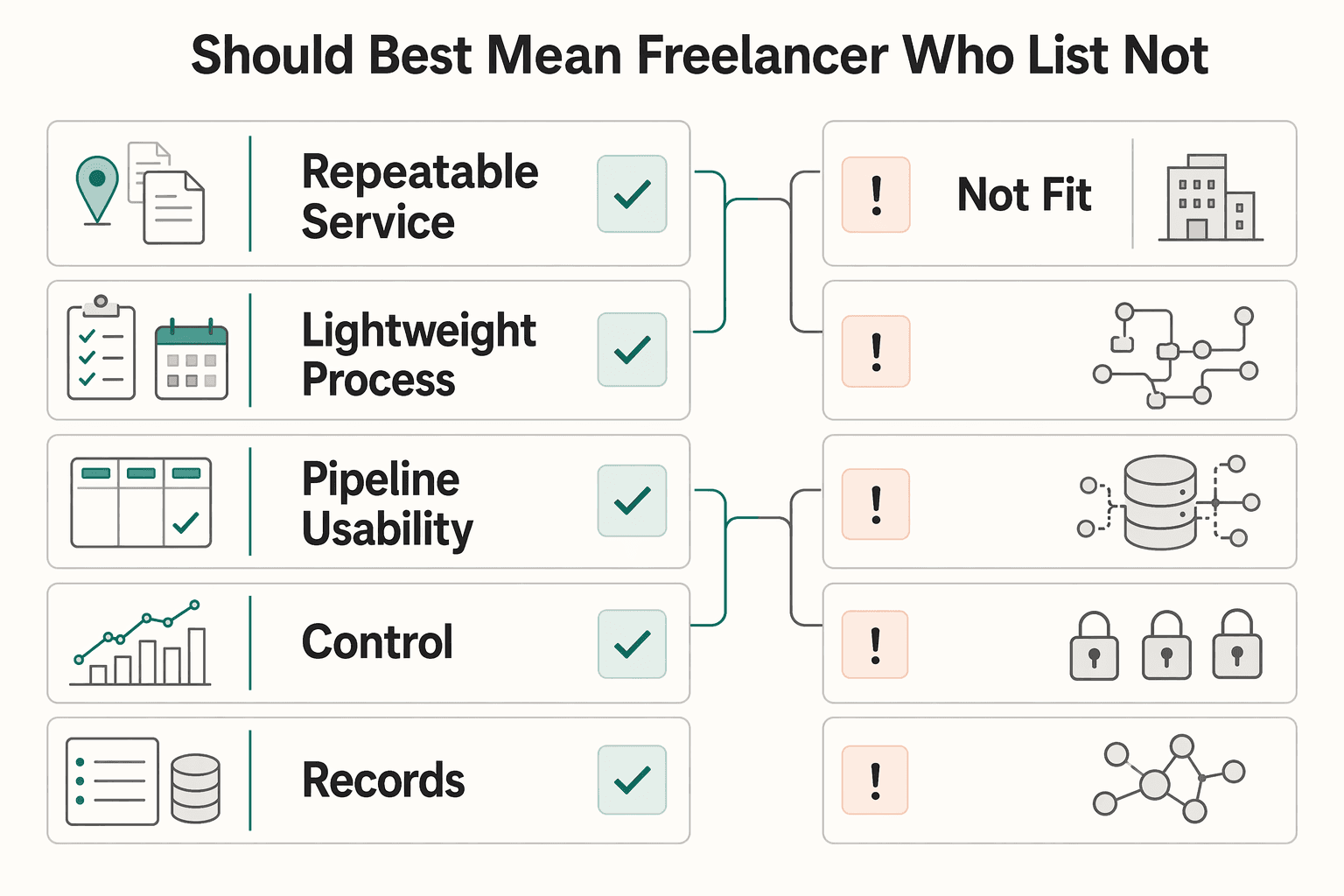 Diagram showing What should "best" mean for a freelancer (and who this list is not for)? for The Best CRMs with Sales Pipeline Features for Freelancers.