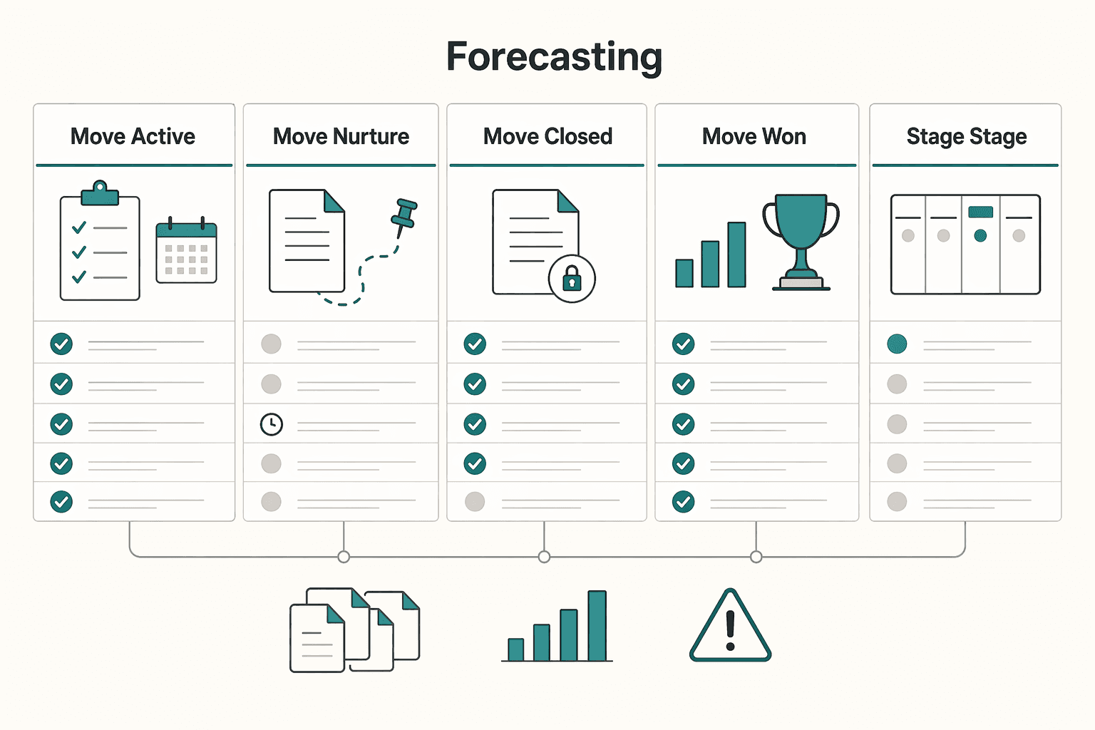 Diagram showing Weekly pipeline control: forecasting, metrics, and a recovery playbook for when deals go stale for How to Build a Sales Pipeline for Your Freelance Business.