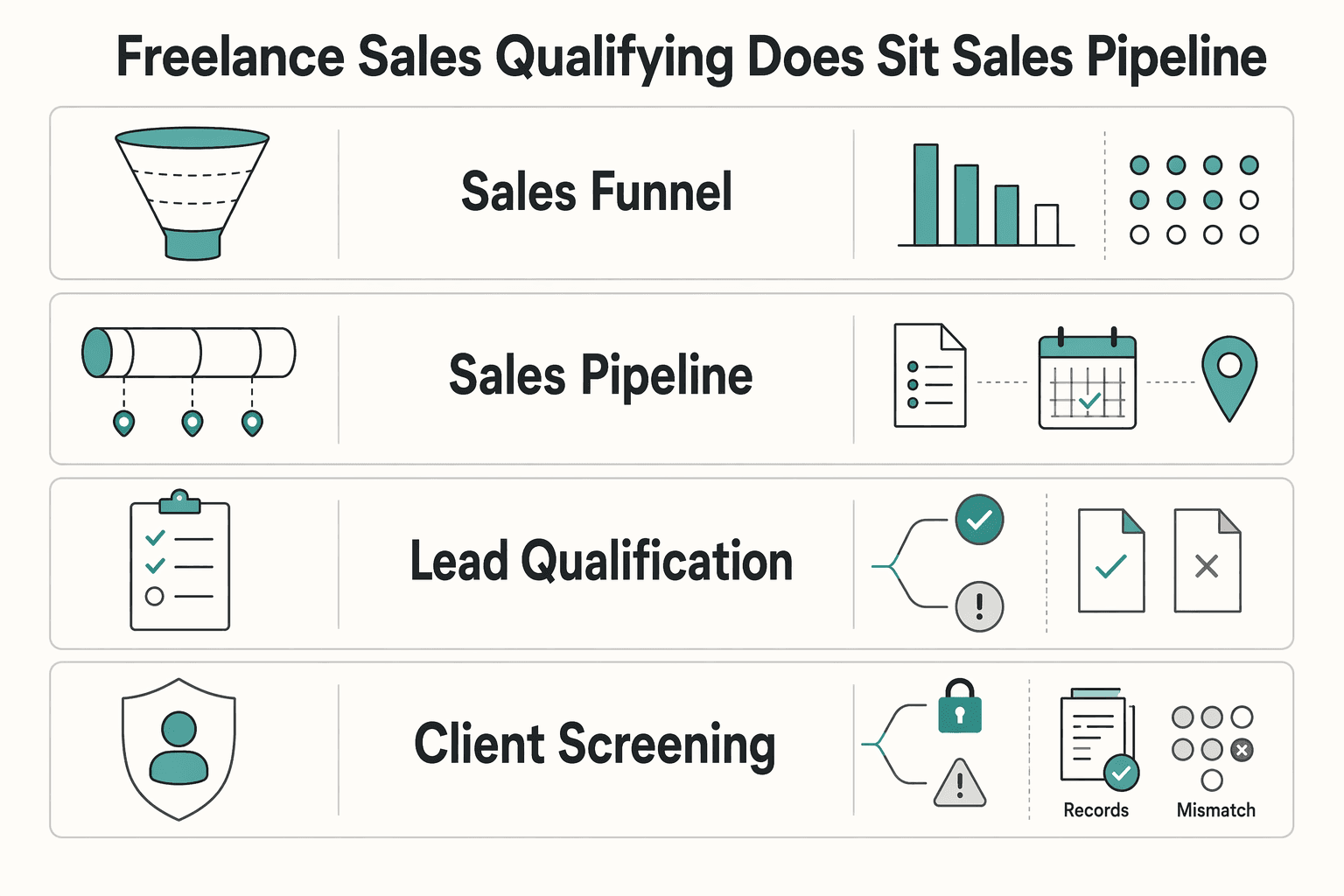 Diagram showing What is freelance sales qualifying - and where does it sit in your sales pipeline? for Freelance Sales Qualifying That Protects Your Time and Pipeline.