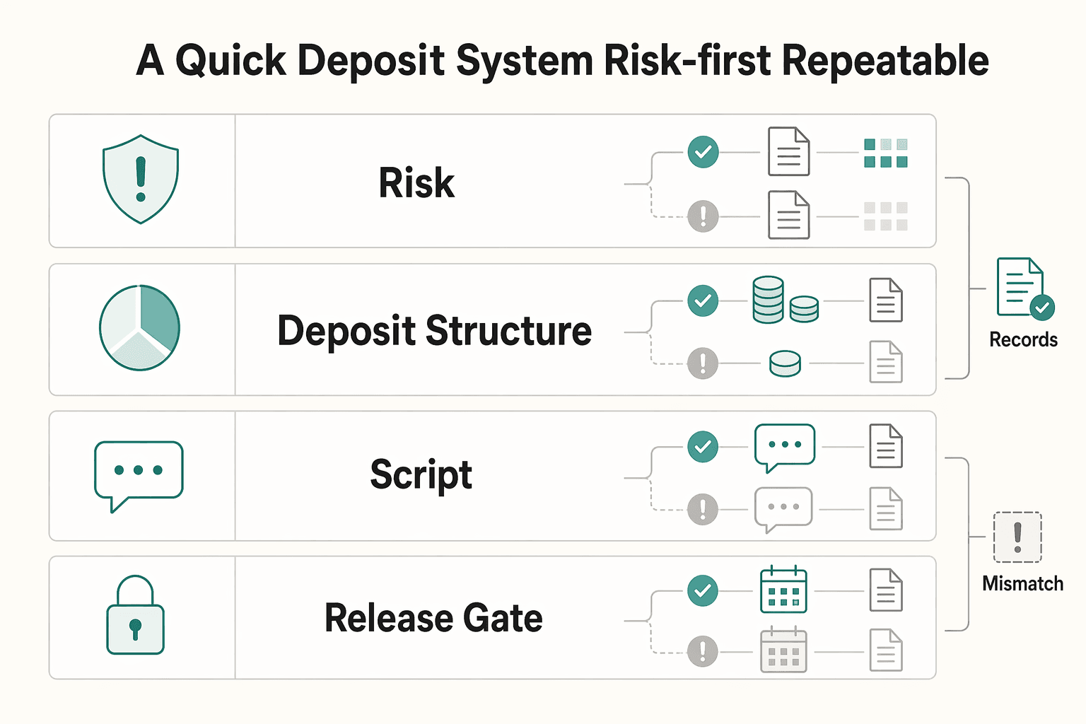 Diagram showing A quick deposit system (risk-first, repeatable) for The Best Ways to Ask for a Deposit or Upfront Payment.
