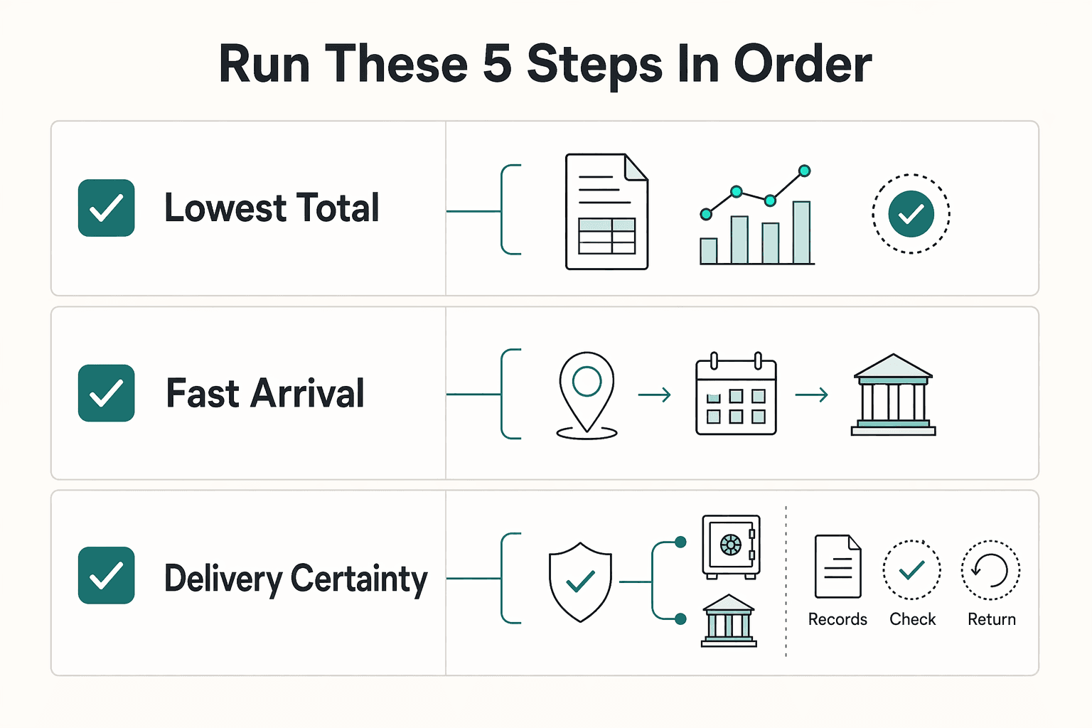 Diagram showing Run these 5 steps (in order) for The Best International Money Transfer Services (Beyond Wise).