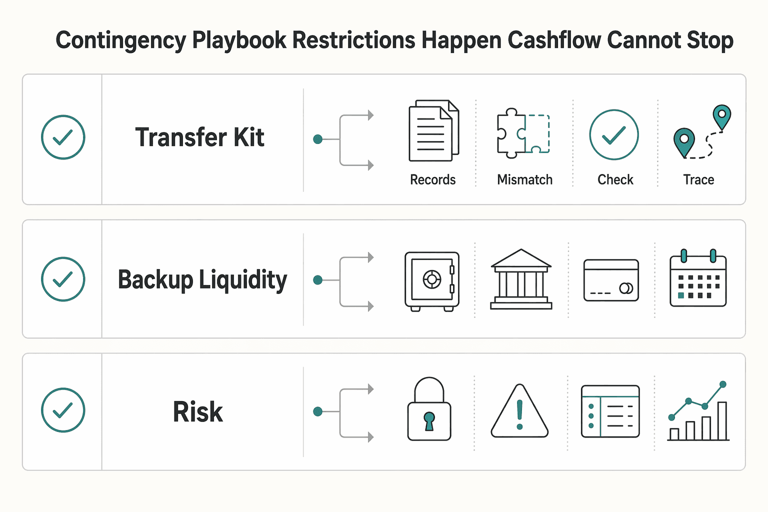 Diagram showing Contingency playbook (restrictions happen, cashflow cannot stop) for The Best Brokerage Accounts for US Expats.