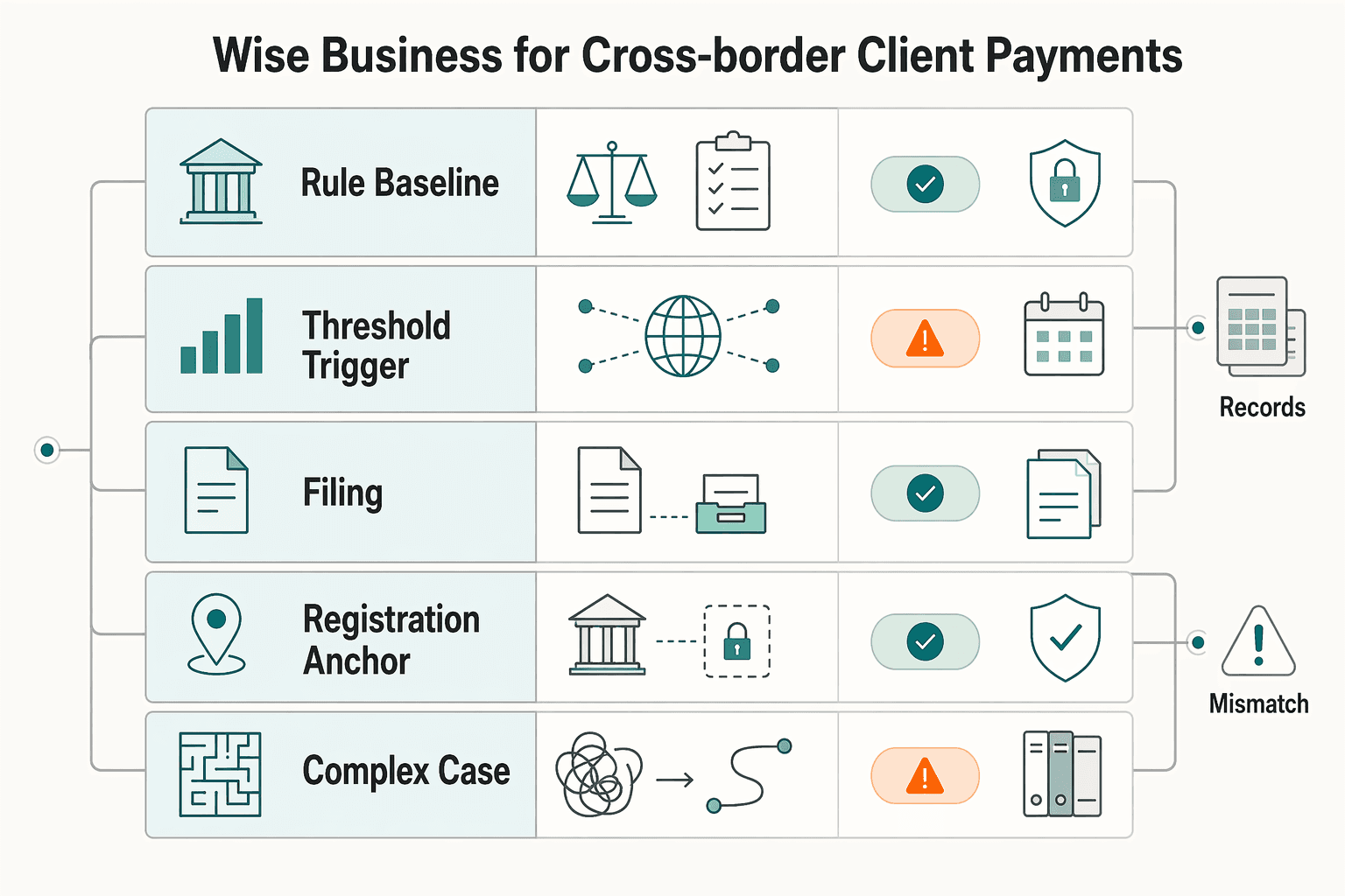 Diagram showing Wise Business for cross-border client payments for The Best Business Bank Accounts for Freelancers.