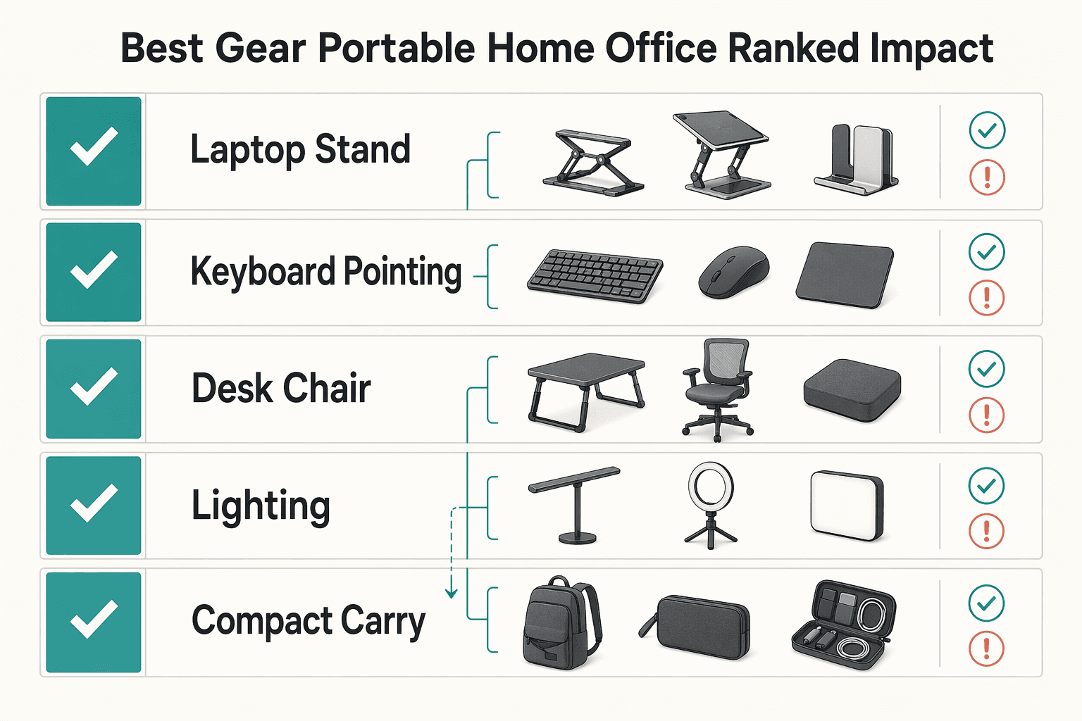 Diagram showing The best gear for a portable home office (ranked by impact, not hype) for The Best Gear for a Portable Home Office.