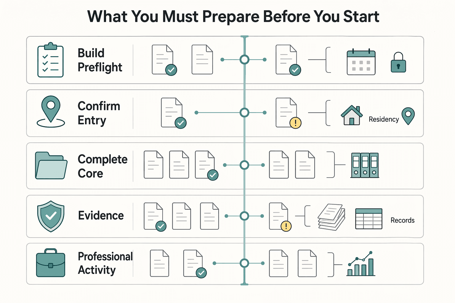 Diagram showing What You Must Prepare Before You Start for How to Get a Residence Permit in Germany as a Freelancer.