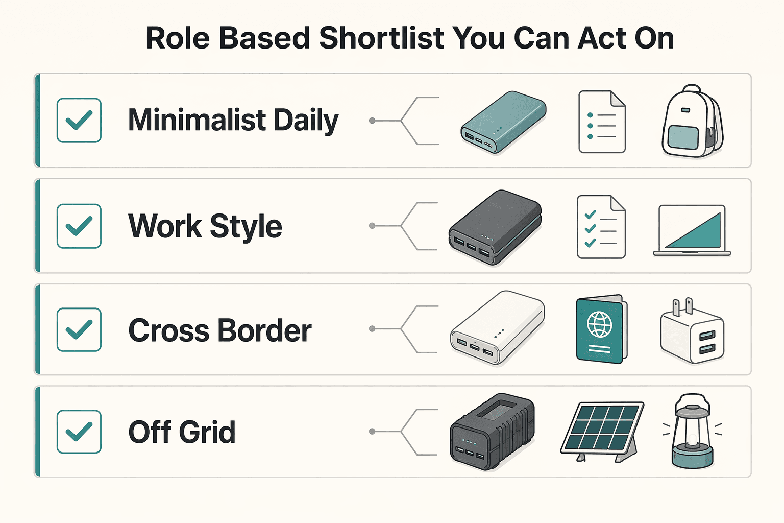 Diagram showing Role based shortlist you can act on for The Best Portable Power Banks for Digital Nomads.