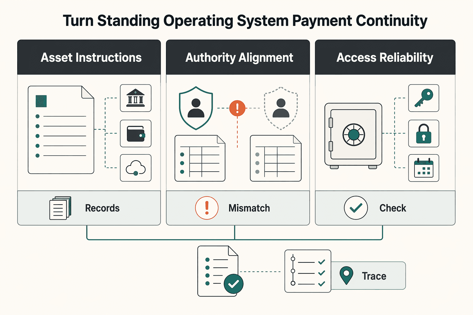 Diagram showing Turn this into your standing operating system for payment continuity for A Guide to Creating a 'Digital Will' for Your Online Assets.
