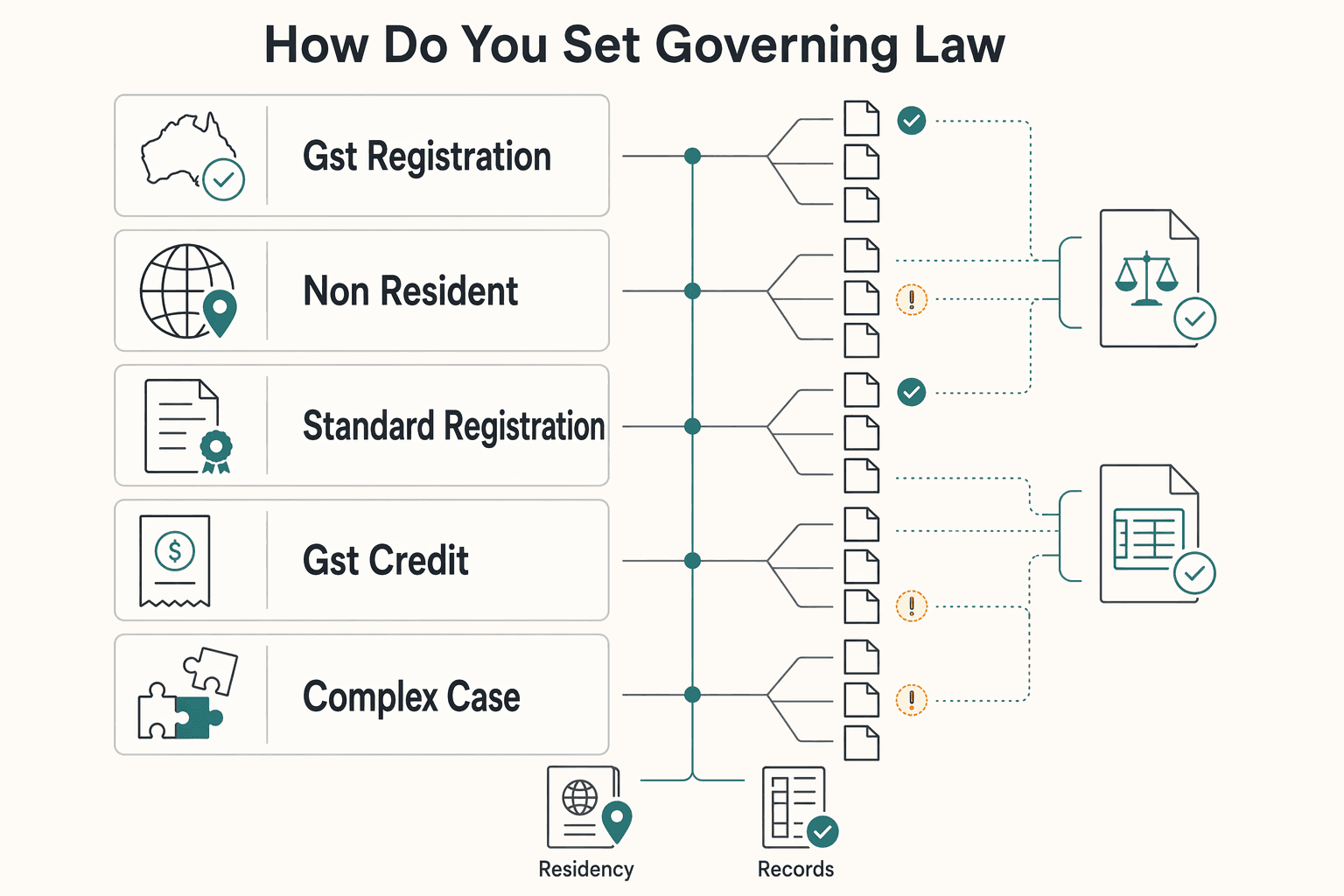Diagram showing How Do You Set Governing Law, Jurisdiction, and Dispute Resolution for Cross-Border Work? for How to Write a Contract for an Australian Client.