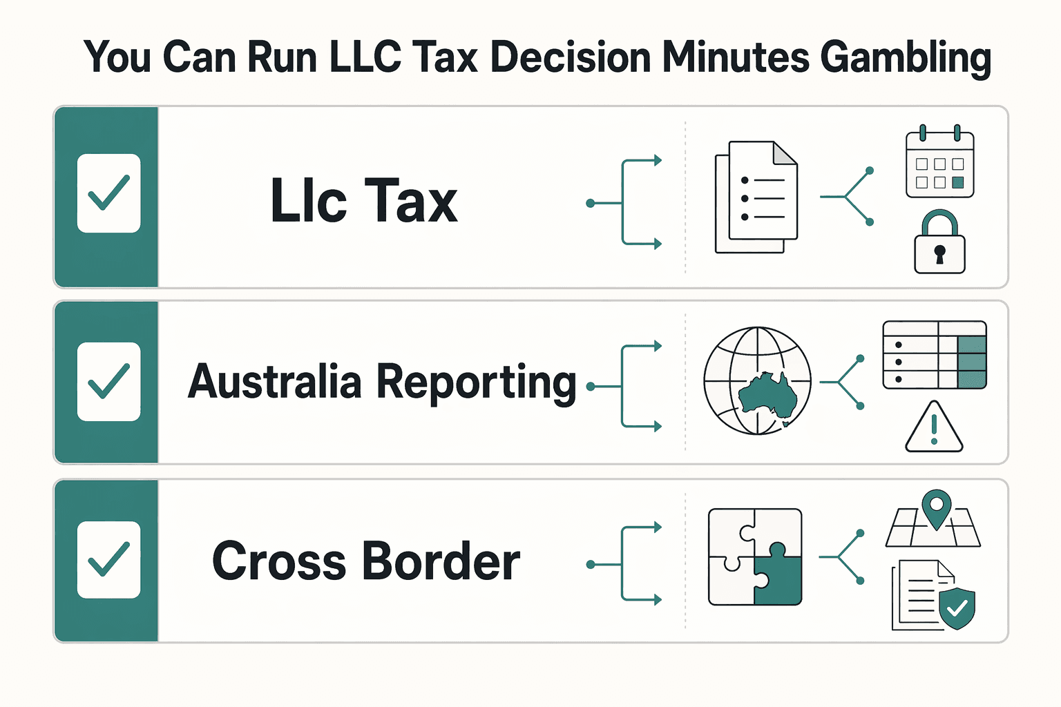 Diagram showing You can run this US LLC tax decision in 10 minutes without gambling on compliance for Tax Implications for an Australian Resident Owning a US LLC.