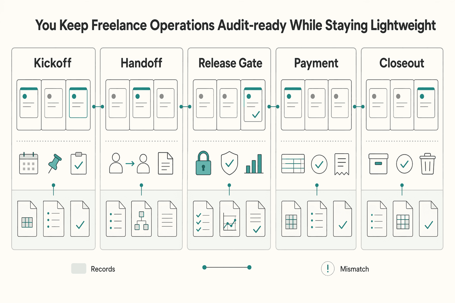 Diagram showing How do you keep freelance operations audit-ready while staying lightweight for Notion vs. Trello for Freelance Project Management.