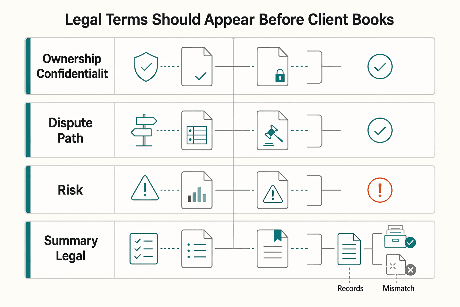 Diagram showing What Legal Terms Should Appear Before a Client Books? for How to Create a High-Converting Freelance Services Page.