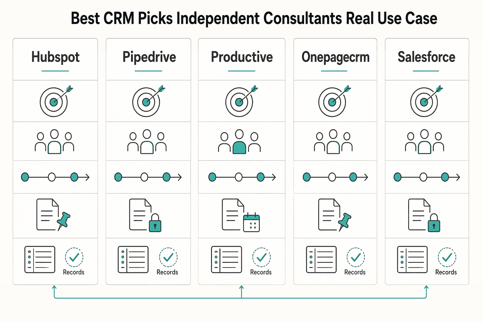 Diagram showing Best CRM picks for independent consultants by real use case for The Best CRM for Independent Consultants.