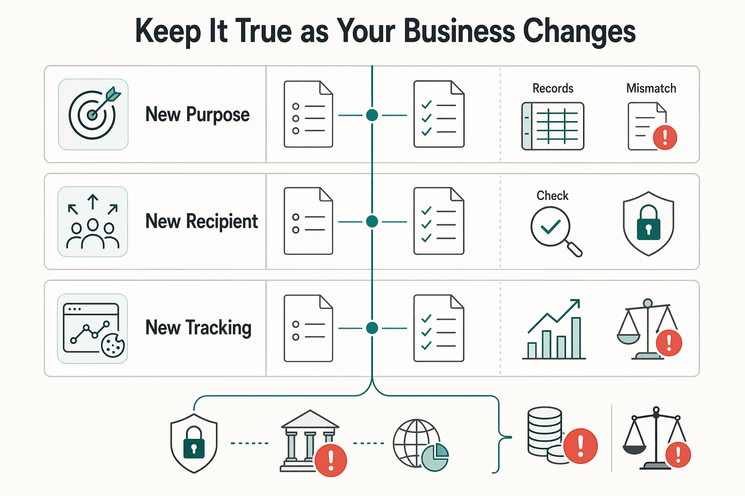 Diagram showing Step 3: Keep it true as your business changes for How to Create a GDPR-Compliant Privacy Policy for Your Website.