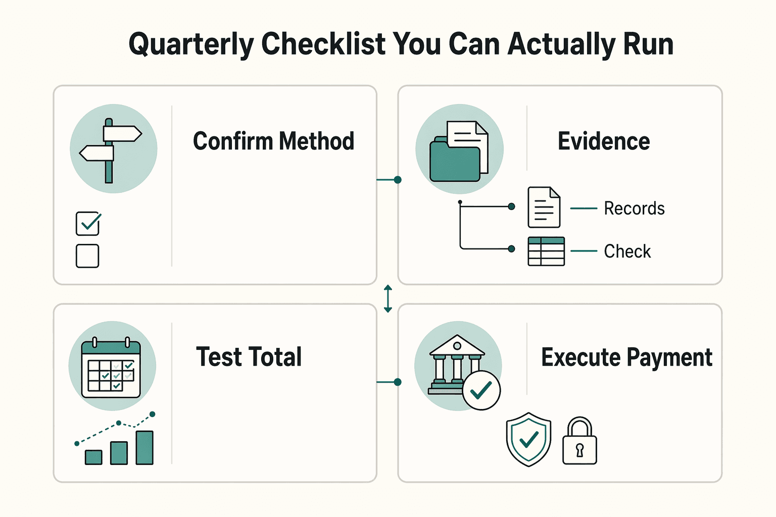 Diagram showing Quarterly checklist you can actually run for How to Make a 'Safe Harbor' Estimated Tax Payment.