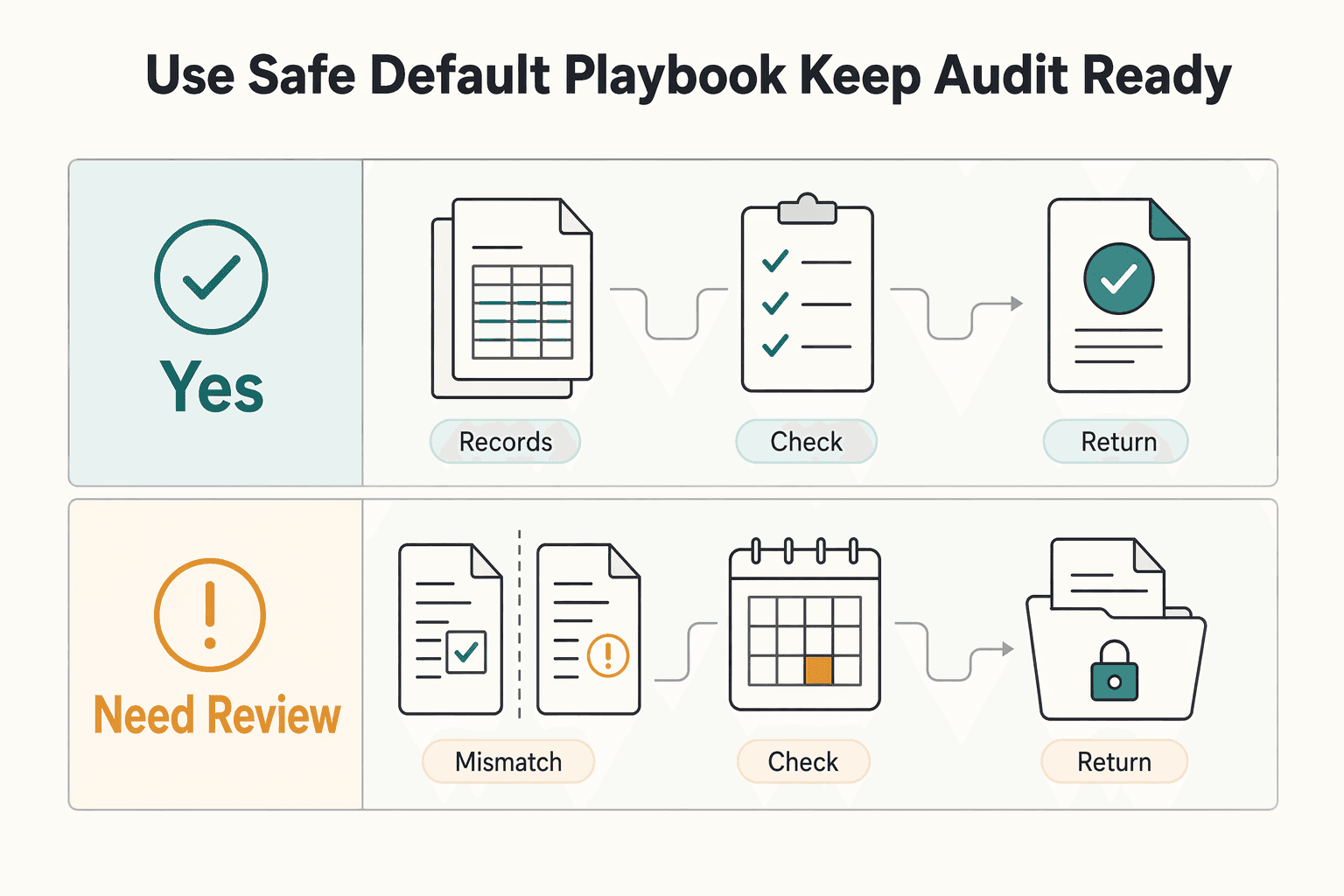 Diagram showing Use the Safe Default Playbook and Keep It Audit Ready for A Guide to the Qualified Business Income (QBI) Deduction for Freelancers.