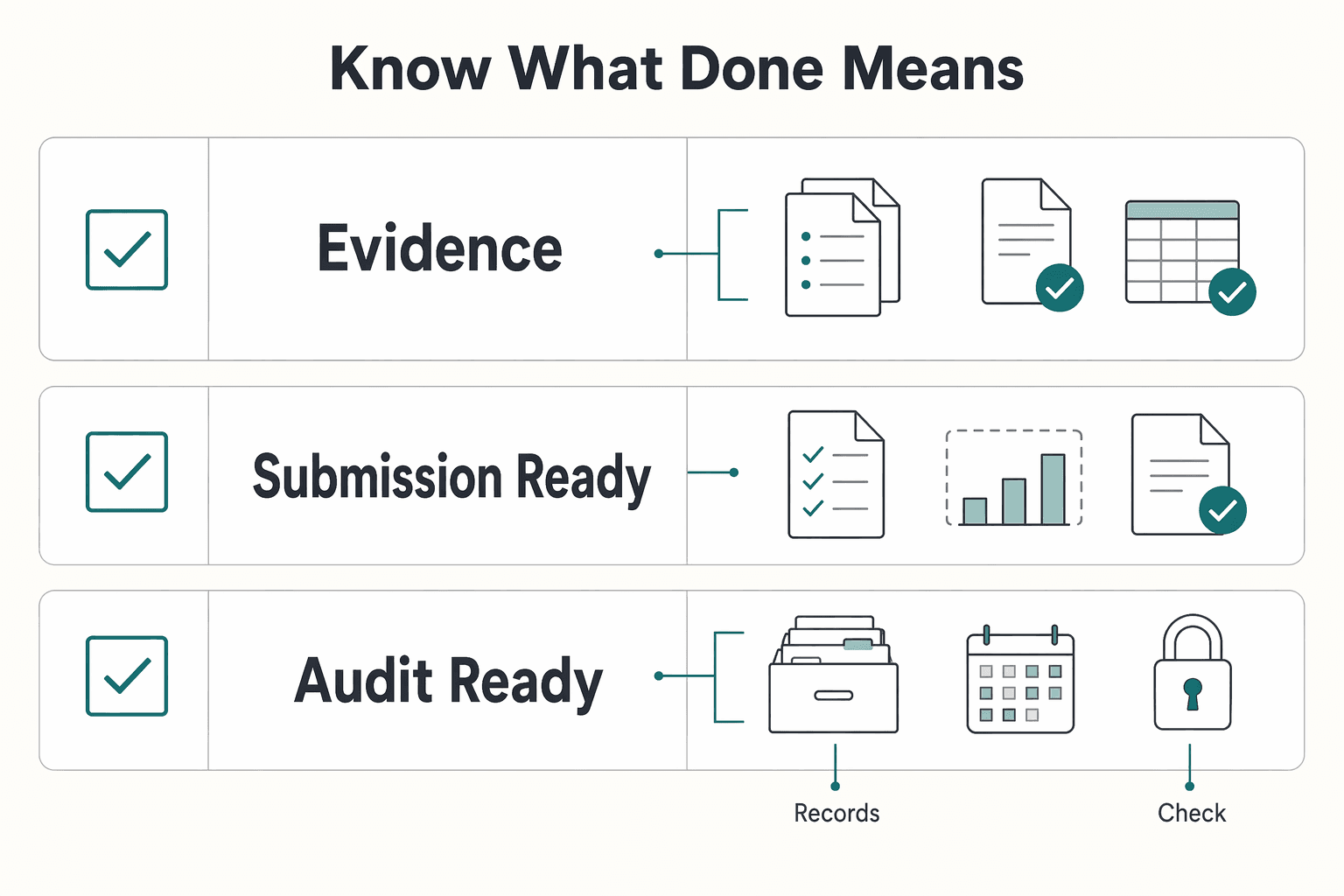 Diagram showing Know what "done" means for Responding to an RFP With a Repeatable Operating System.