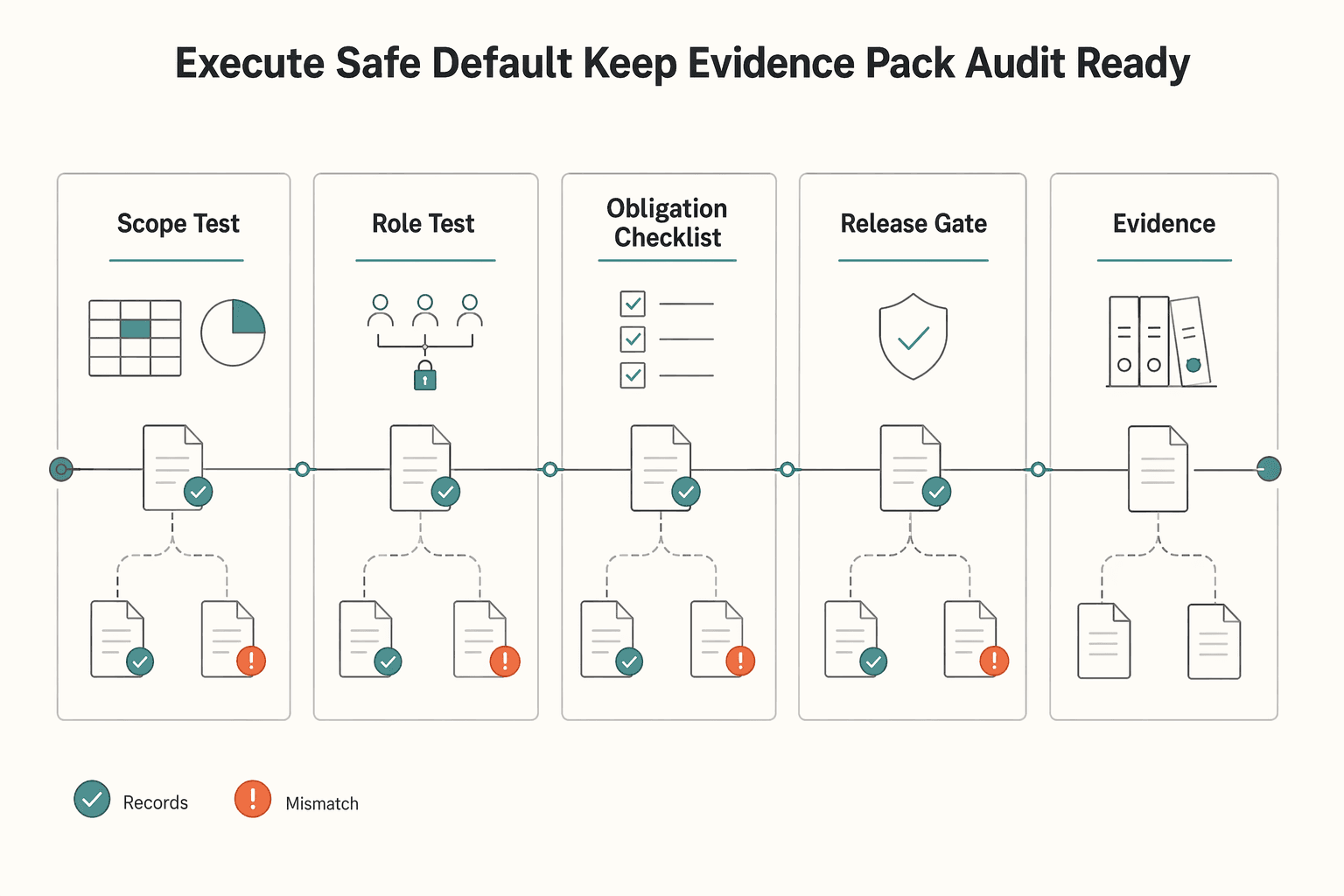 Diagram showing Execute the safe default and keep your evidence pack audit ready for A Guide to GDPR Compliance for SaaS Businesses.