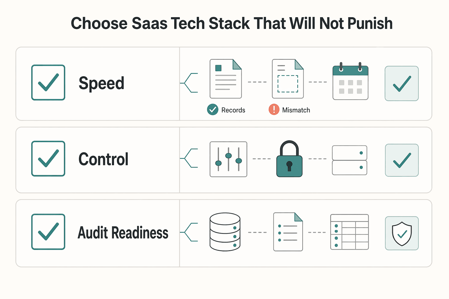 Diagram showing Choose a SaaS tech stack that will not punish you later for How to Choose a Tech Stack for Your SaaS Product.