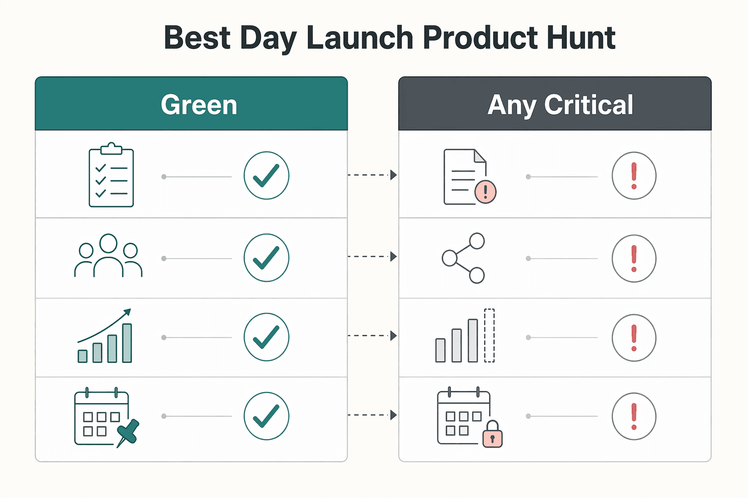 Diagram showing When Is the Best Day to Launch on Product Hunt? for Launch on Product Hunt With an Operator Playbook.