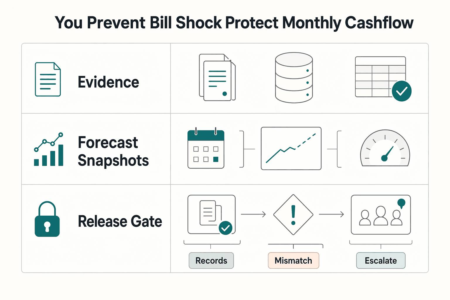 Diagram showing How do you prevent bill shock and protect monthly cashflow? for SaaS Usage-Based Pricing for Predictable Cashflow and Fewer Disputes.