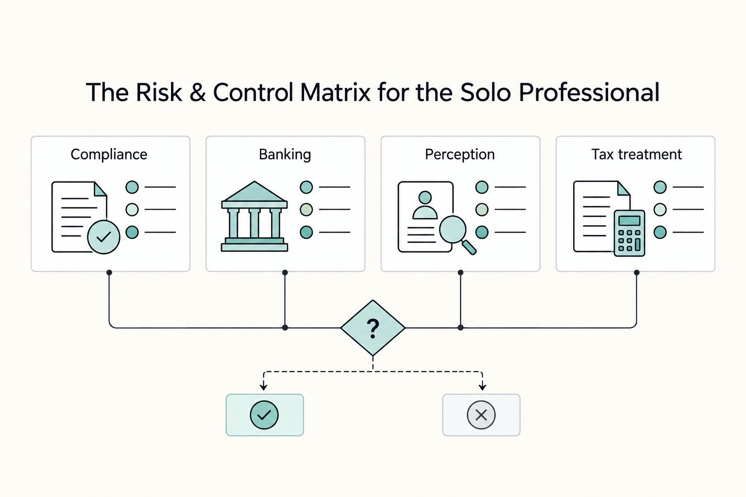 The Risk & Control Matrix for the Solo Professional: Compliance, Banking, Perception, and Tax treatment.