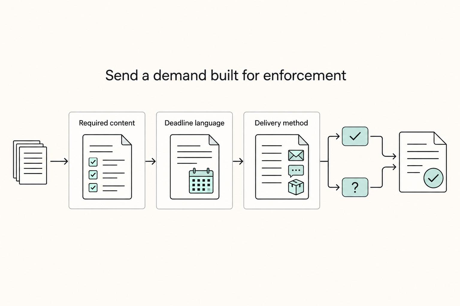 Send a demand built for enforcement: Required content, Deadline language, and Delivery method.