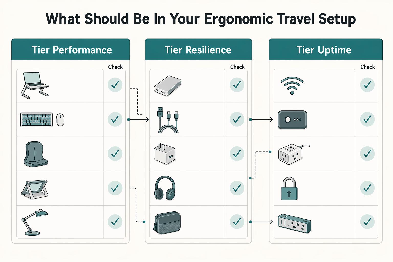 Ergonomic Travel Setup for Digital Nomads: A Three-Tier System for Comfort and Uptime