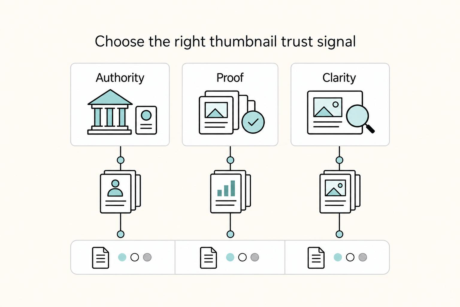 Choose the right thumbnail trust signal: Authority, Proof, and Clarity.